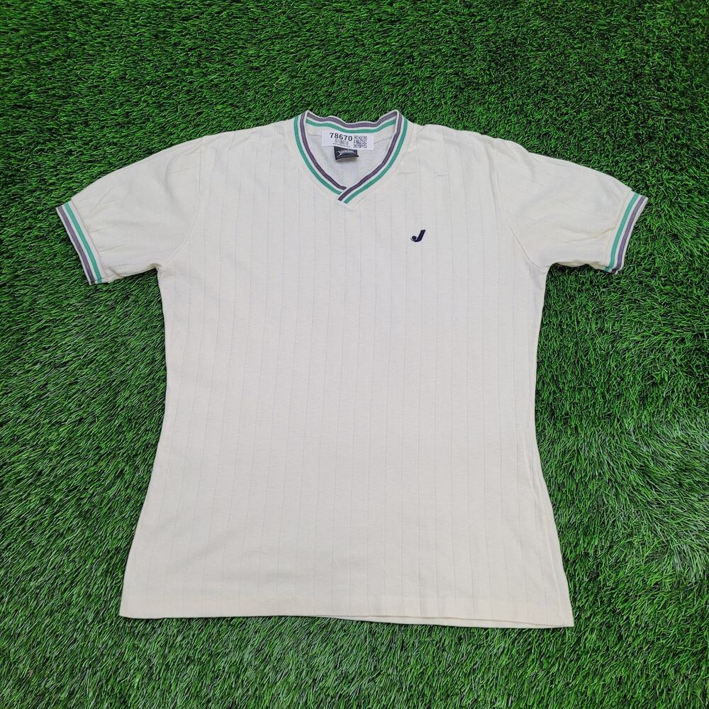 Vintage 90s Jantzen Ribbed V-Neck Ringer Shirt Medium 19x26 USA